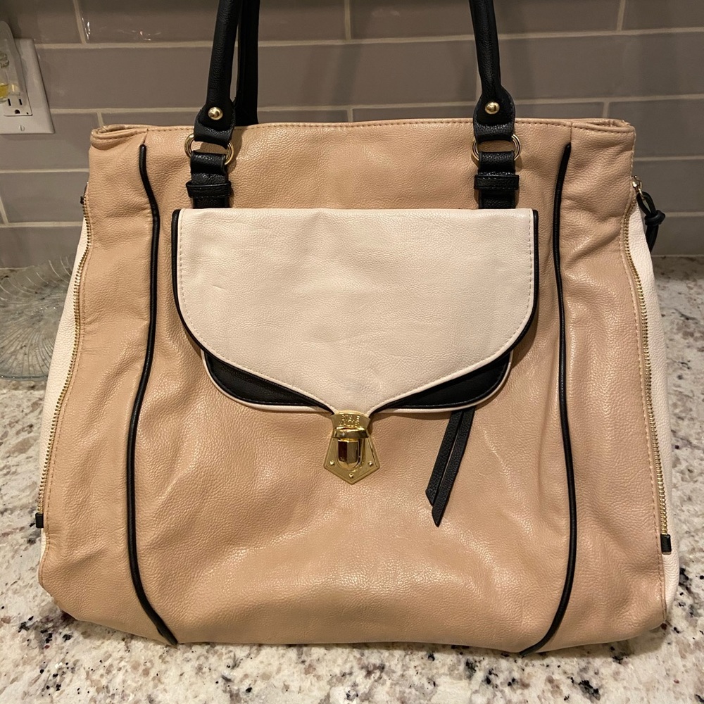 Steve Madden Cream, Beige, Black Large Handbag